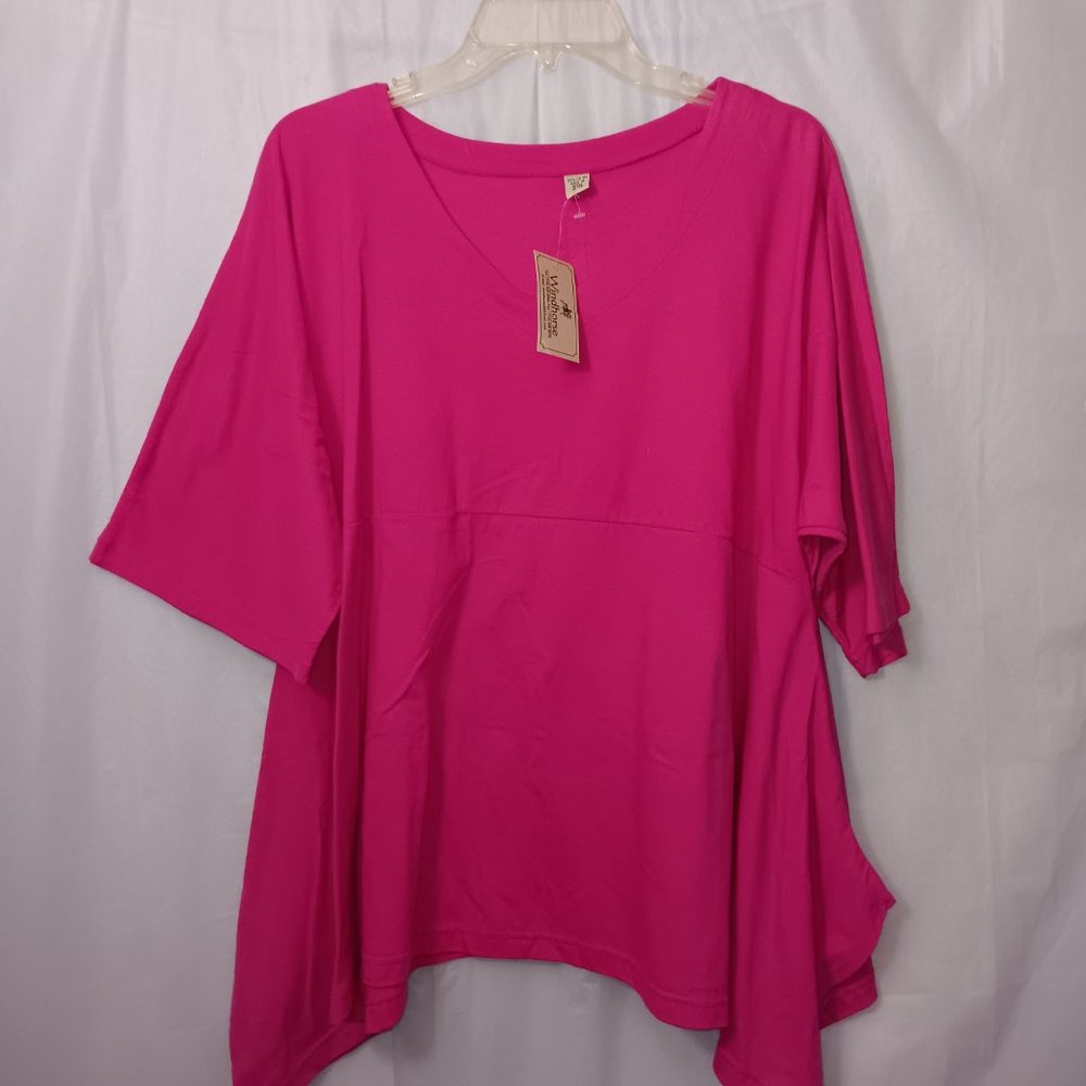 WINDHORSE SLINKER TUNIC TOP COTTON BLEND FUCHSIA PINK